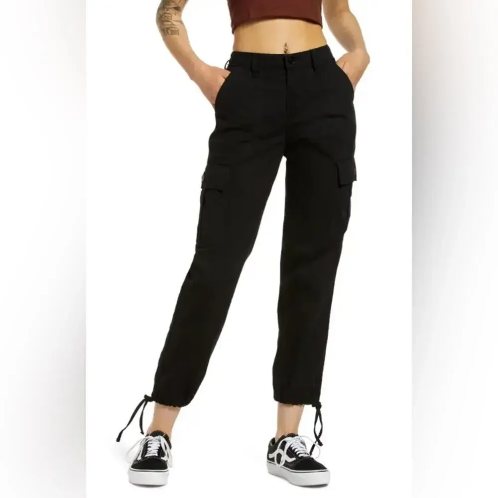 BP Nordstrom Utility Cargo Pants w/Drawstring Ankles in Black Sz 27 NWT